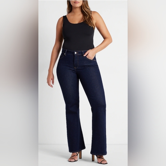 Express MID RISE RINSE 70S FLARE JEANS - Picture 4 of 9